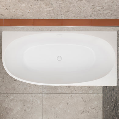 Byron Egg 1700mm Right Corner Freestanding Bath, Matte White