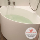 Customer bathroom featuring the Angie corner 800mm bathtub white