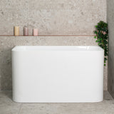 Estus 1200mm Back to Wall Japanese Soaking Bathtub with Seat, Gloss White