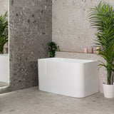 Estus 1200mm Back to Wall Japanese Soaking Bathtub with Seat, Gloss White