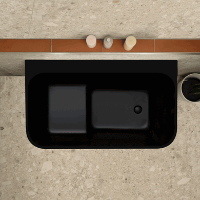 Estus 1200mm Back to Wall Japanese Soaking Bathtub with Seat, Matte Black