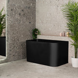 Estus 1200mm Back to Wall Japanese Soaking Bathtub with Seat, Matte Black