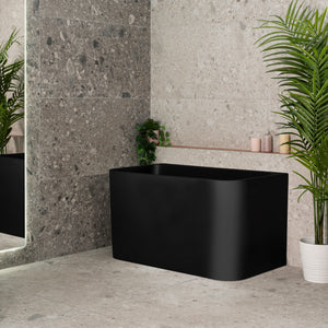 Estus 1200mm Back to Wall Japanese Soaking Bathtub with Seat, Matte Black