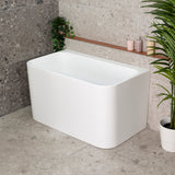 Estus 1200mm Back to Wall Japanese Soaking Bathtub with Seat, Matte White