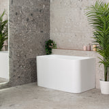 Estus 1200mm Back to Wall Japanese Soaking Bathtub with Seat, Matte White