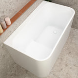 Estus 1200mm Back to Wall Japanese Soaking Bathtub with Seat, Matte White