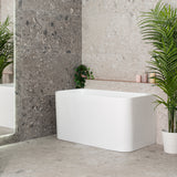 Estus 1300mm Back to Wall Japanese Soaking Bathtub with Seat, Gloss White