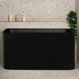 Estus 1300mm Back to Wall Japanese Soaking Bathtub with Seat, Matte Black