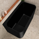 Estus 1300mm Back to Wall Japanese Soaking Bathtub with Seat, Matte Black