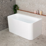 Estus 1300mm Back to Wall Japanese Soaking Bathtub with Seat, Matte White