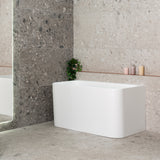 Estus 1300mm Back to Wall Japanese Soaking Bathtub with Seat, Matte White