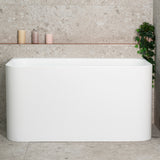 Estus 1300mm Back to Wall Japanese Soaking Bathtub with Seat, Matte White