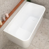 Estus 1300mm Back to Wall Japanese Soaking Bathtub with Seat, Matte White
