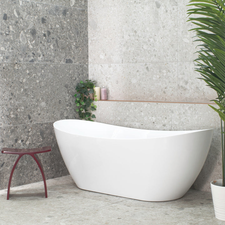 Whitehaven 1700mm Double High Back Freestanding Bath, Gloss White