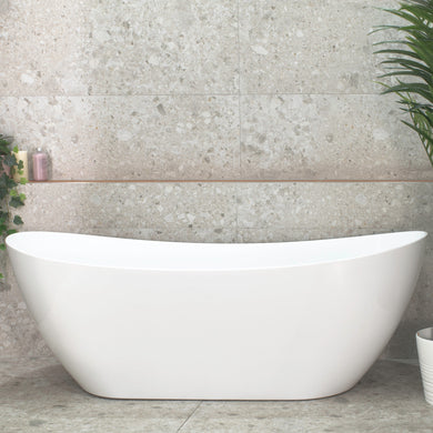 Whitehaven 1700mm Double High Back Freestanding Bath, Gloss White
