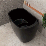 Ofuro 1200mm Extra Height Japanese Soaking Freestanding Bath with Seat, Matte Black