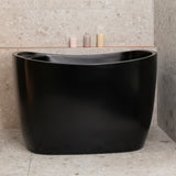 Ofuro 1200mm Extra Height Japanese Soaking Freestanding Bath with Seat, Matte Black