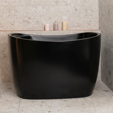 Ofuro 1200mm Extra Height Japanese Soaking Freestanding Bath with Seat, Matte Black