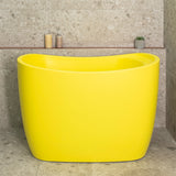 Ofuro 1200mm Extra Height Japanese Soaking Freestanding Bath with Seat, Matte Lemon Meringue - SPECIAL EDITION