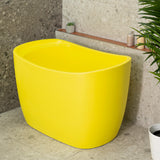 Ofuro 1200mm Extra Height Japanese Soaking Freestanding Bath with Seat, Matte Lemon Meringue - SPECIAL EDITION