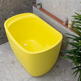 Ofuro 1200mm Extra Height Japanese Soaking Freestanding Bath with Seat, Matte Lemon Meringue - SPECIAL EDITION