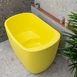 Ofuro 1200mm Extra Height Japanese Soaking Freestanding Bath with Seat, Matte Lemon Meringue - SPECIAL EDITION