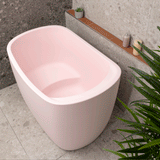 Ofuro 1200mm Extra Height Japanese Soaking Freestanding Bath with Seat, Matte Light Pink - SPECIAL EDITION