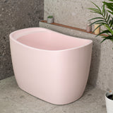Ofuro 1200mm Extra Height Japanese Soaking Freestanding Bath with Seat, Matte Light Pink - SPECIAL EDITION