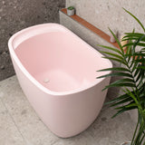 Ofuro 1200mm Extra Height Japanese Soaking Freestanding Bath with Seat, Matte Light Pink - SPECIAL EDITION