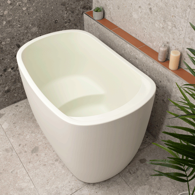 Ofuro 1200mm Extra Height Japanese Soaking Freestanding Bath with Seat, Matte Light Pistachio Green - SPECIAL EDITION