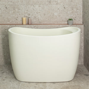 Ofuro 1200mm Extra Height Japanese Soaking Freestanding Bath with Seat, Matte Light Pistachio - SPECIAL EDITION