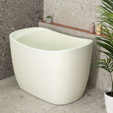 Ofuro 1200mm Extra Height Japanese Soaking Freestanding Bath with Seat, Matte Light Pistachio Green - SPECIAL EDITION