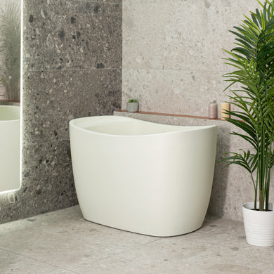 Ofuro 1200mm Extra Height Japanese Soaking Freestanding Bath with Seat, Matte Light Pistachio Green - SPECIAL EDITION