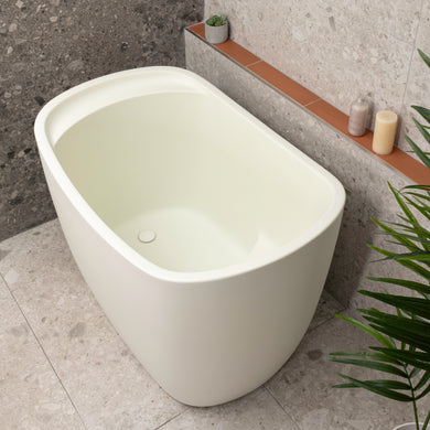 Ofuro 1200mm Extra Height Japanese Soaking Freestanding Bath with Seat, Matte Light Pistachio Green - SPECIAL EDITION