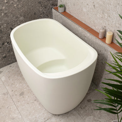 Ofuro 1200mm Extra Height Japanese Soaking Freestanding Bath with Seat, Matte Light Pistachio Green - SPECIAL EDITION