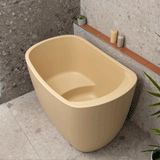 Ofuro 1200mm Extra Height Japanese Soaking Freestanding Bath with Seat, Matte Vanilla Beige - SPECIAL EDITION