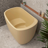 *Clearance Stock* Ofuro 1200mm Extra Height Japanese Soaking Freestanding Bath with Seat, Matte Vanilla Beige - SPECIAL EDITION