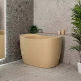 Ofuro 1200mm Extra Height Japanese Soaking Freestanding Bath with Seat, Matte Vanilla Beige - SPECIAL EDITION