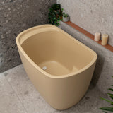 Ofuro 1200mm Extra Height Japanese Soaking Freestanding Bath with Seat, Matte Vanilla Beige - SPECIAL EDITION