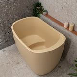 Ofuro 1200mm Extra Height Japanese Soaking Freestanding Bath with Seat, Matte Vanilla Beige - SPECIAL EDITION