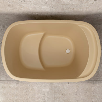 Ofuro 1200mm Extra Height Japanese Soaking Freestanding Bath with Seat, Matte Vanilla Beige - SPECIAL EDITION