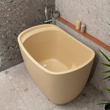 Ofuro 1200mm Extra Height Japanese Soaking Freestanding Bath with Seat, Matte Vanilla Beige - SPECIAL EDITION