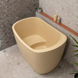 Ofuro 1200mm Extra Height Japanese Soaking Freestanding Bath with Seat, Matte Vanilla Beige - SPECIAL EDITION