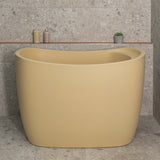 *Clearance Stock* Ofuro 1200mm Extra Height Japanese Soaking Freestanding Bath with Seat, Matte Vanilla Beige - SPECIAL EDITION