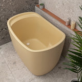 *Clearance Stock* Ofuro 1200mm Extra Height Japanese Soaking Freestanding Bath with Seat, Matte Vanilla Beige - SPECIAL EDITION