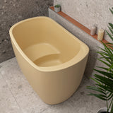 *Clearance Stock* Ofuro 1200mm Extra Height Japanese Soaking Freestanding Bath with Seat, Matte Vanilla Beige - SPECIAL EDITION