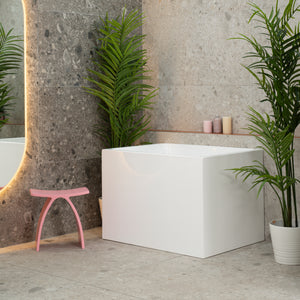 Hicube Multifit 1000mm Japanese Soaking Freestanding Bath with Seat, Gloss White