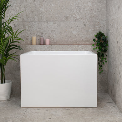 Hicube Multifit 1000mm Japanese Soaking Freestanding Bath with Seat, Gloss White