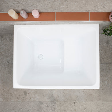 Hicube Multifit 1000mm Japanese Soaking Freestanding Bath with Seat, Gloss White