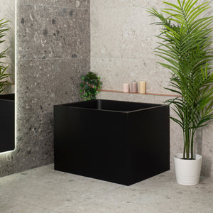 Hicube Multifit 1000mm Japanese Soaking Freestanding Bath with Seat, Matte Black